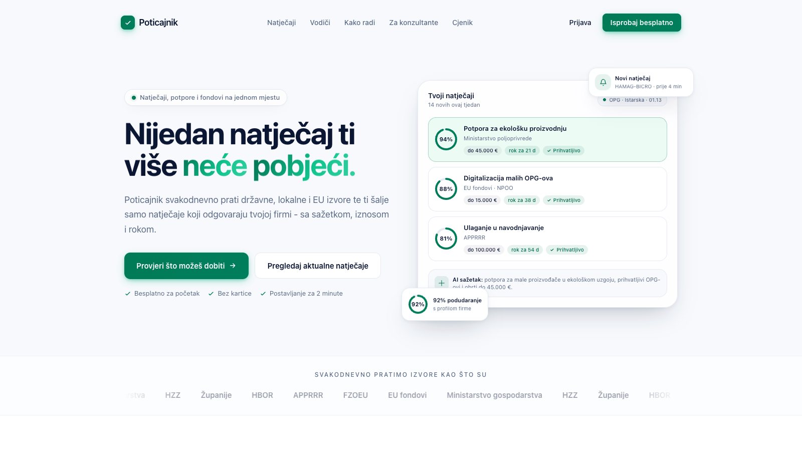 Poticajnik — screenshot