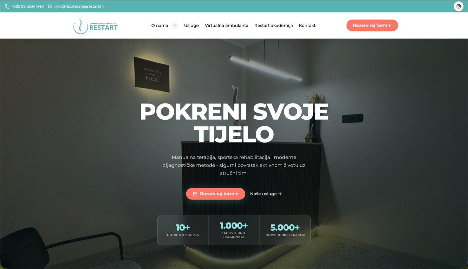 Fizioterapija Restart — naslovna stranica klinike