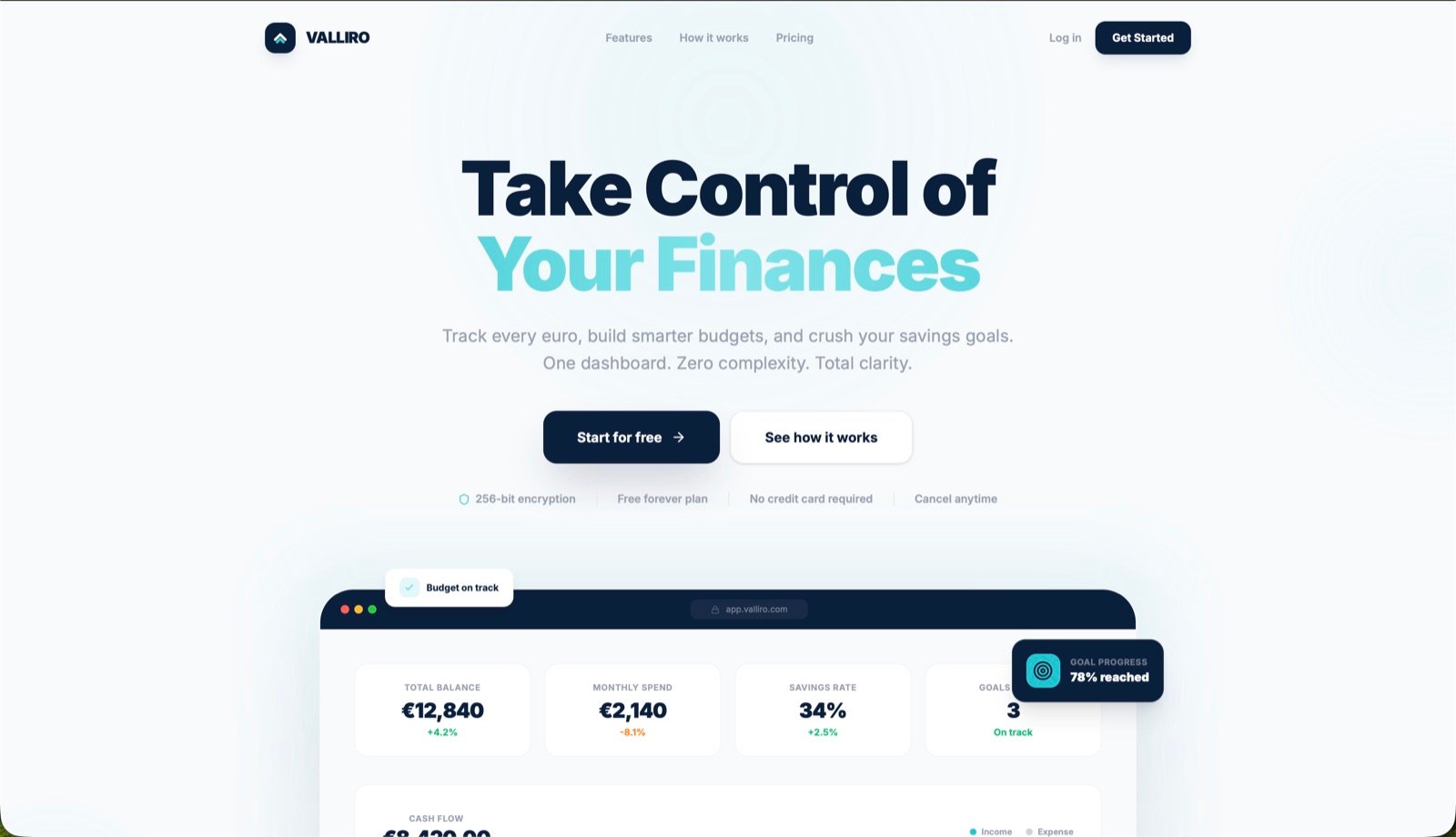 Valliro — dashboard za osobne financije